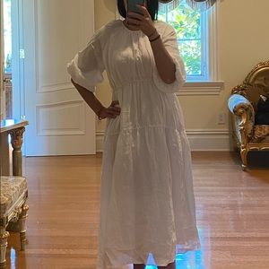 100% linen Midi Dress with open back